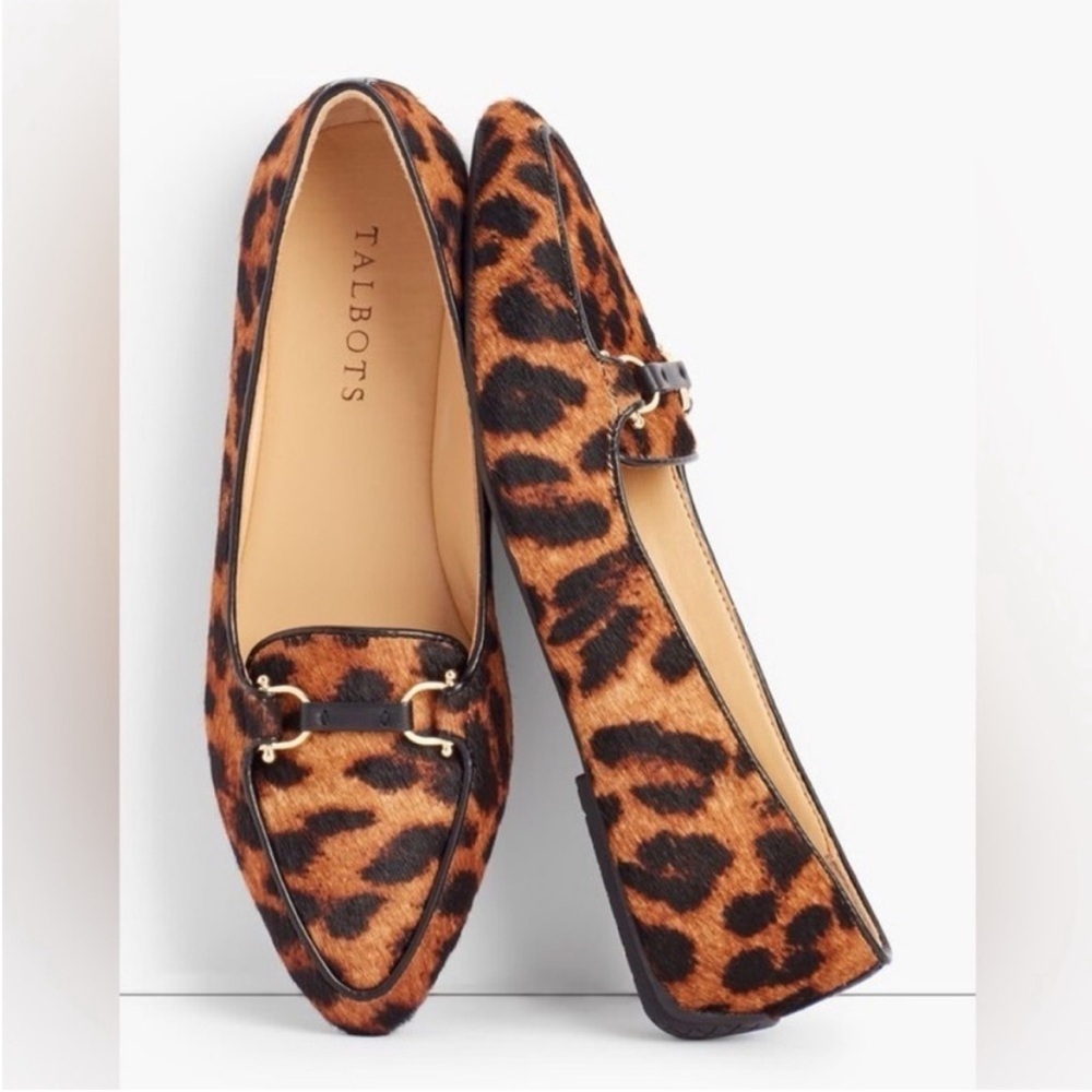 NEW! Talbots Francesca Driving Moccasins - Leopard Print Calf Hair. 7AA.